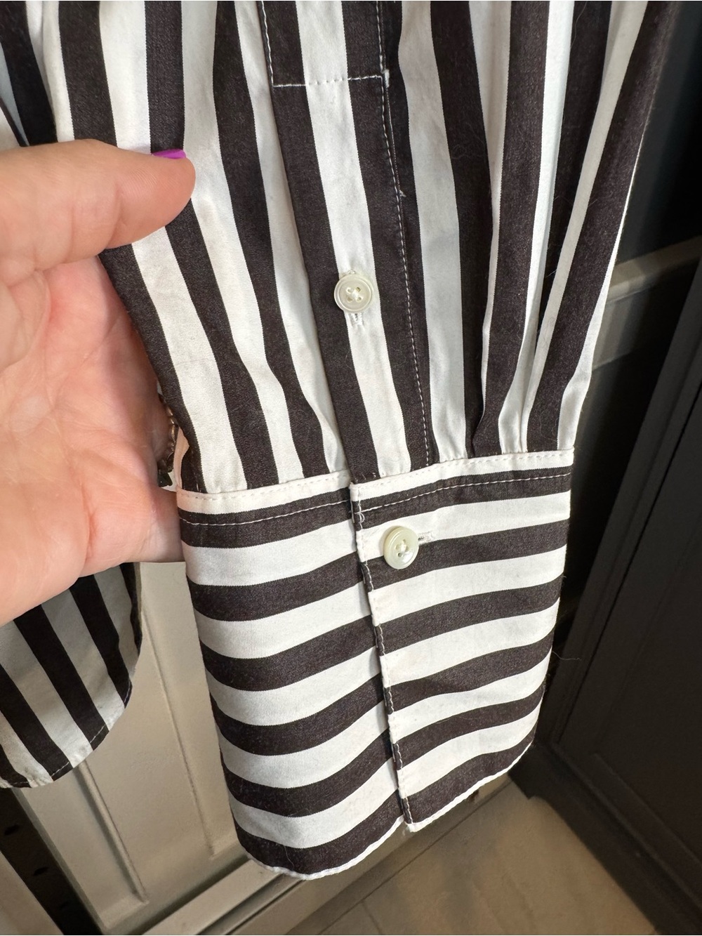 NWT Madewell Relaxed Button-Up Shirt Dark Carob Stripe 100% Cotton M - Picture 12 of 12